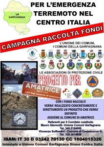 manifesto raccolta fondi Terremoto Centro Italia
